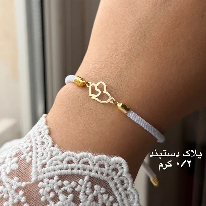 دستبند بند و طلا 18 عیار زنانه فرشته مدل دوقلب WBL-0000011